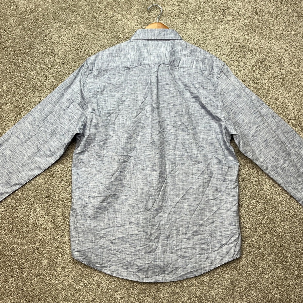 Denim & Flower Button Down Shirt Mens Large Blue Heathered Melange Flip Cuff NEW - Picture 4 of 12